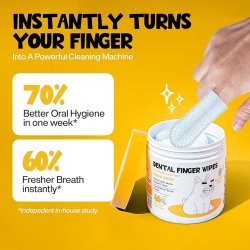 Roofus Dental Finger Wipes med Peanut Butter – tandreng�rande fingerservetter f�r hundar (60 st.)