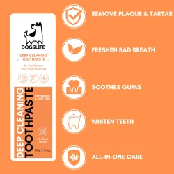DOGSLIFE Deep Cleaning 100 g  Zahnpasta ffcr Hunde mit Aloe vera, peppermint und natfcrlichen Pflanzenextrakten