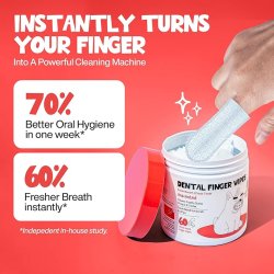 Roofus Dental Finger Wipes Unscented – tandservetter f�r hund (60 st.)