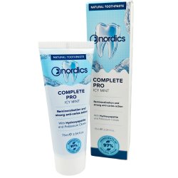 Naturlig Hydroxyapatite Tandkrm NORDICS Complete Pro Icy Mint 75 ml.