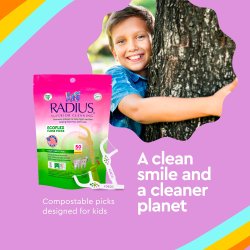 Tandtrd til Brn Kompostbar RADIUS EcoFlex Floss Picks 50 stk.