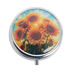 Pilleske Populre Blomster Rund Metal Pilleboks 