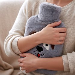 VILDE Varmedunk 1,8 L med bl�dt plysbetr�k � Hundemotiv