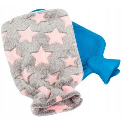 W�rmflasche Sternenmuster in Grau und Rosa - 2 ltr.