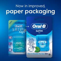 ORAL-B Satin Tape Waxed Mint Fil Dentaire 2-pack fil dentaire (2 � 50 m�tres)
