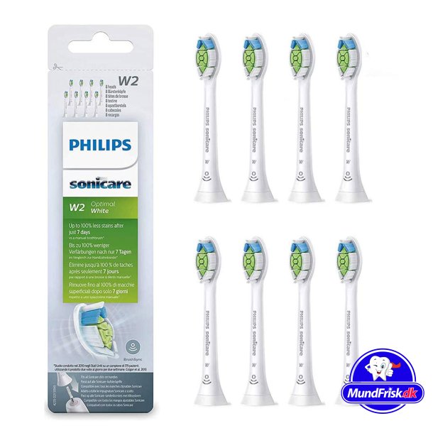 8 stk. Philips DiamondClean W2 Optimal White Brstehoveder