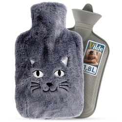 VILDE Varmedunk 1,8 L med bl�dt plysbetr�k � Kattemotiv
