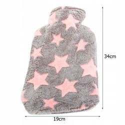 W�rmflasche Sternenmuster in Grau und Rosa - 2 ltr.