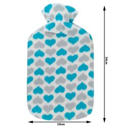 W�rmflasche 1,7 ltr. - Herzmuster in Blau und Grau
