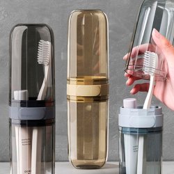Transparent Rejse-etui til tandb�rste og tandpasta � hygiejnisk, kompakt og stilrent
