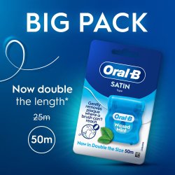 ORAL-B Satin Tape Waxed Mint Fil Dentaire 2-pack fil dentaire (2 � 50 m�tres)