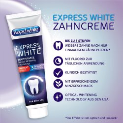 Hampaiden valkaisuun tarkoitettu hammastahna Rapid White Express White 75 ml.