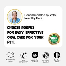 Roofus Dental Finger Wipes med Peanut Butter – tandreng�rande fingerservetter f�r hundar (60 st.)