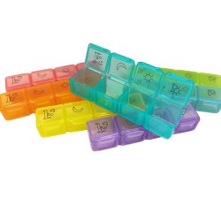 Pillebokser i veske imitert skinn 28 rom Ukentlig dosering