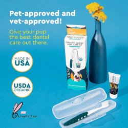 Radius Organic Canine Oral Care Kit til Hvalpe � �kologisk Tandplejes�t med Ekstra Bl�d Tandb�rste
