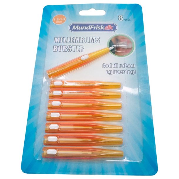 Spaltebrster 8 stk. MundFrisk 1,2 - 1,5 mm ORANSJE