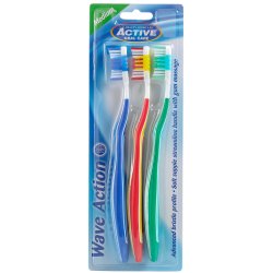 3 bitar. Tandborstar Active Oral Care Wave Action Medium