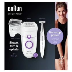 Braun Silk-�pil 5 Power 5-825P Epilator � Effektiv h�rborttagning med konstant str�m