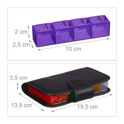 CEPEWA Pillendose, 7 oder 14 Tage Pillenorganisator Kunstleder Etui