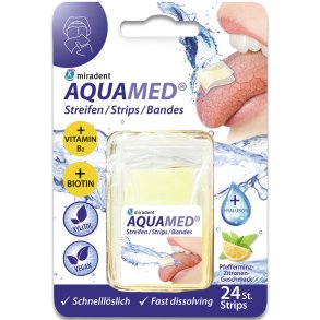 Miradent AQUAMED Xylitol Strips 24 stk. Hurtig hjlp mod tr mund - direkte p tungen