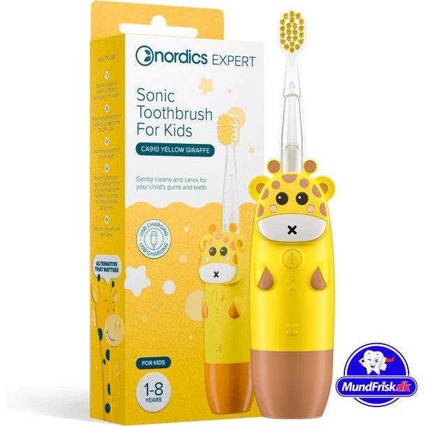 Elektrische Zahnbrste fr Kinder NORDICS Sonic Wiederaufladbare gelbe Giraffe