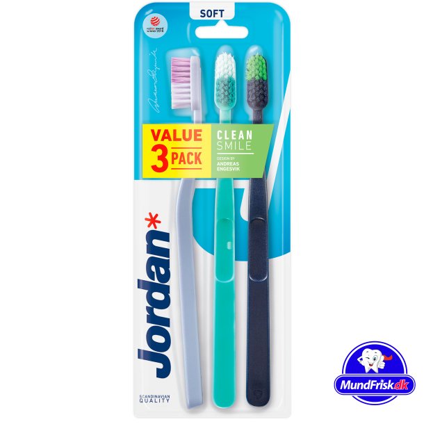 3 stk. Jordan SOFT Tandbrster Clean Smile Blde brstehr