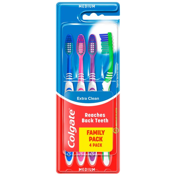 Colgate Tandbrster 4 stk. Extra Clean Medium