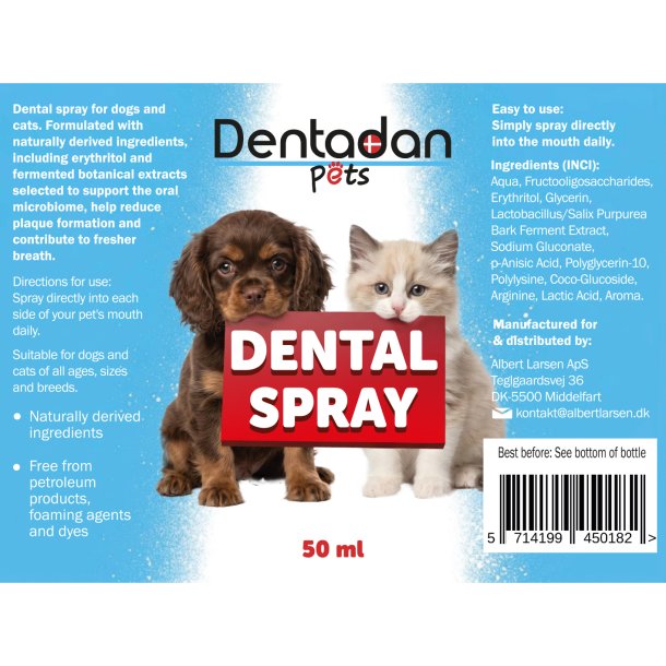 Dentadan Pets Dental Spray til hunde og katte � 50 ml