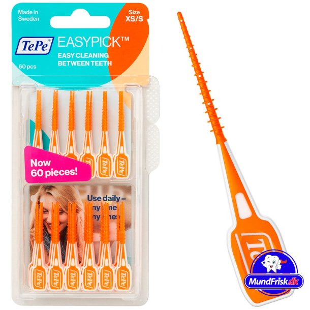 TePe EasyPick 60 stk. Tandstikbrster XS/Small ORANGE