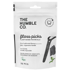Tandtrdshngslen utan PFAS The Humble Co. Floss Picks Grip Charcoal