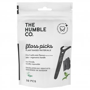 Tandtrd Bjler uden PFAS The Humble Co. Floss Picks Grip Charcoal
