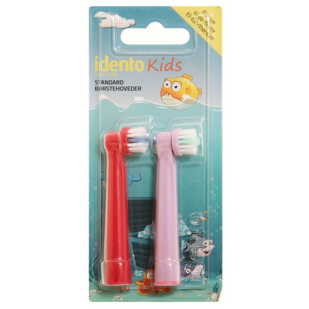 Idento Borsthuvuden fr barn - Oral-B Kompatibel - Rd + Rosa