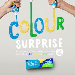 Naturlig Xylitol tandkrm fr barn EcoDenta Kids Color Surprise 75 ml