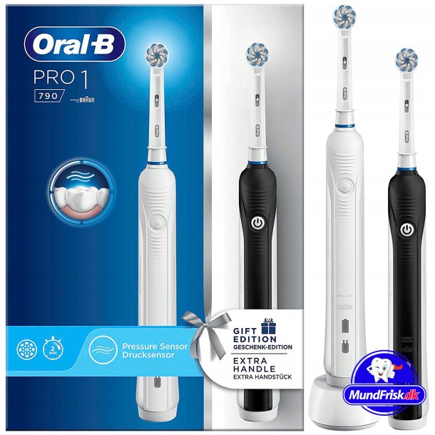 Oral B Pro 1 790 White/Black DUO 2 stk. El-tandbrster