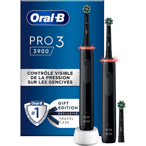 Oral-B Pro 3 3900n Duo Svart 2 st. Elektriska tandborstar + Extra borsthuvud