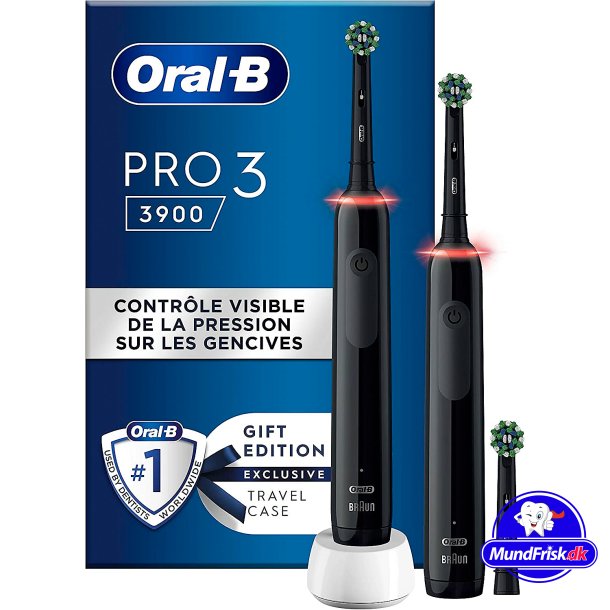 Oral-B Pro 3 3900n Duo Black 2 Stk. Elektrische Zahnb&uuml;rsten + zus&auml;tzlicher B&uuml;rstenkopf