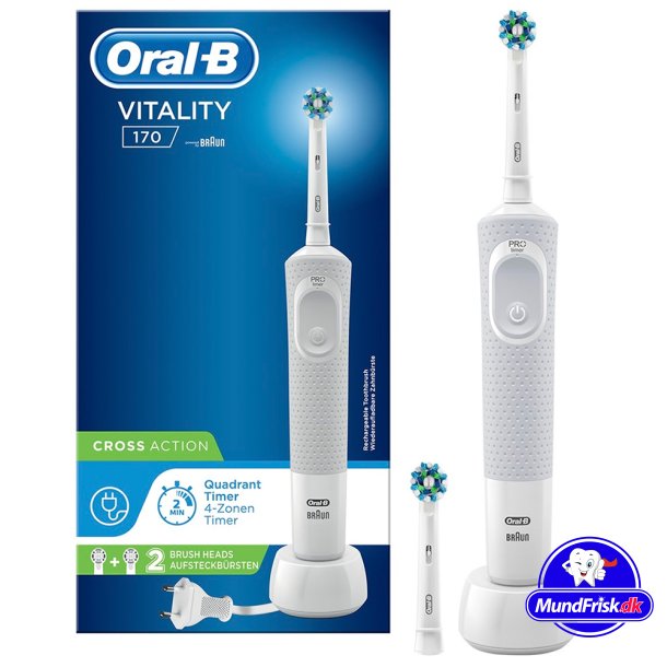 Oral-B El-tandbørste Ekstra Børstehoved Vitality 170 WHITE Oral-B Vitality - MundFrisk.dk