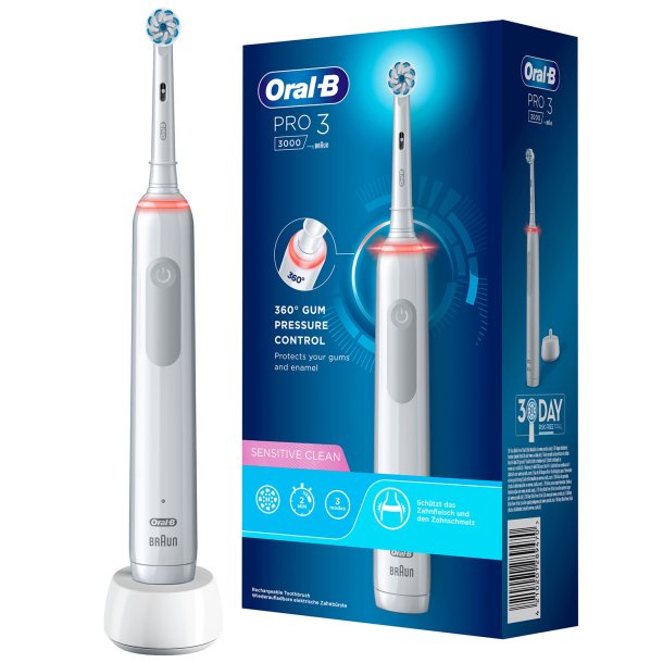 Oral-B Pro 3 3000 Sensitive Clean Elektrisk tannbrste WHITE