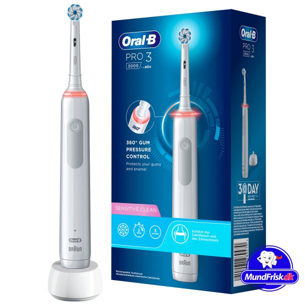 Oral-B Pro 3 3000 Sensitive Clean El-tandbrste WHITE