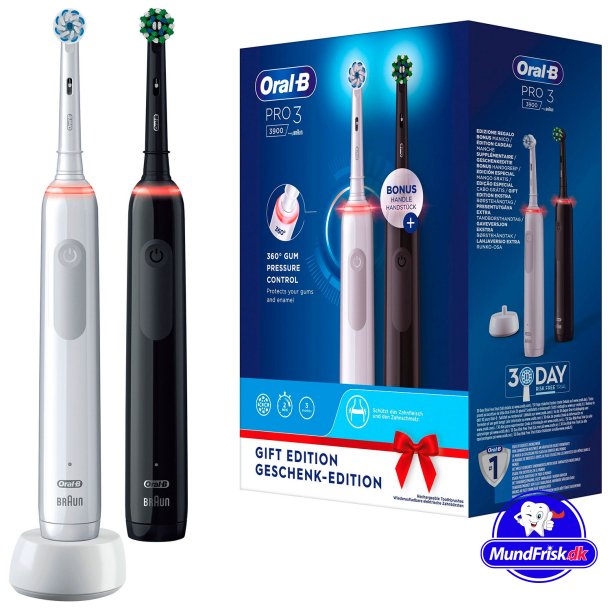 Oral B Pro 3 3900 El-tandbrster Duo Black &amp; White