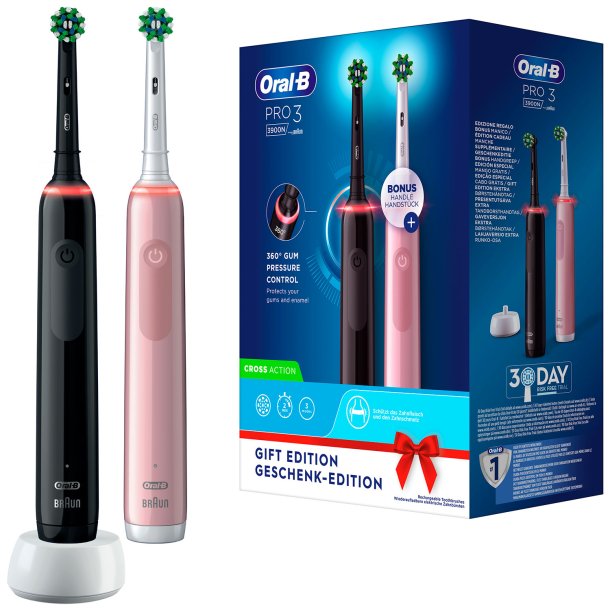 Oral B Pro 3 3900n Rosa + Svart Duo Elektriska tandborstar