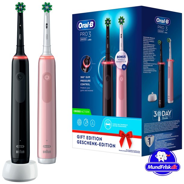 Oral B Pro 3 3900n Rosa + Sort Duo Elektriske tannbrster