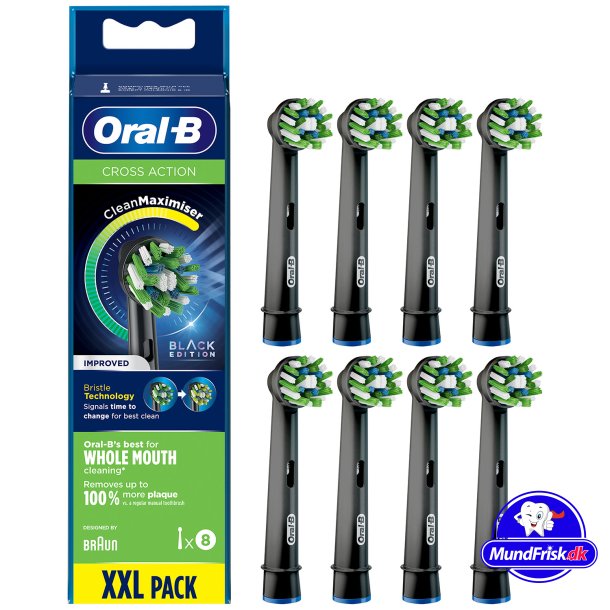 8 stk. Oral-B CrossAction CleanMaximiser Black