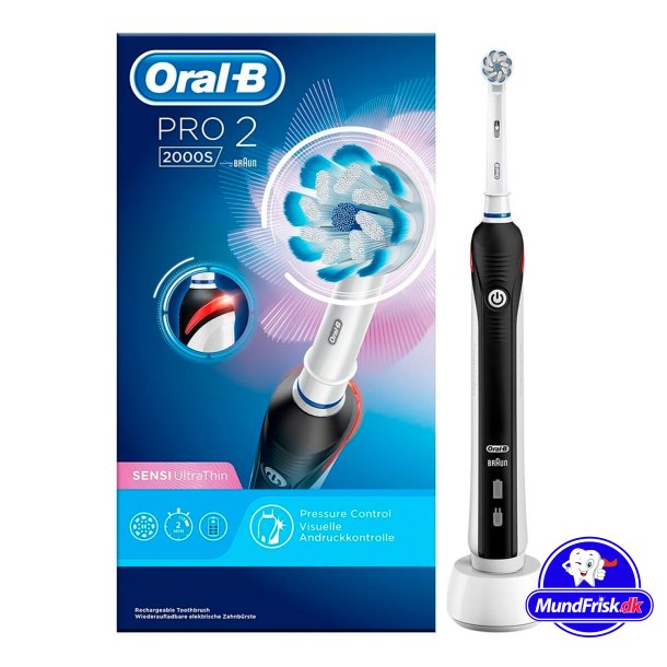 Oral-B Pro 2 2000 s Elektrisk tannbrste Sensi Ultrathin SVART