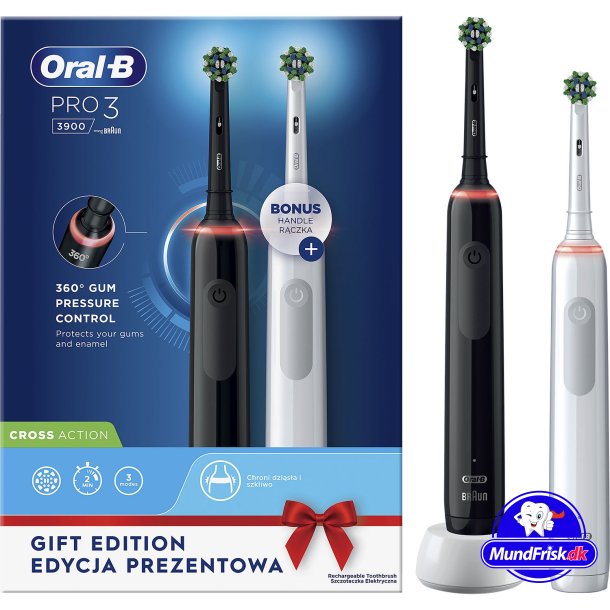 Oral B Pro 3 3900 Duo Black + White El-tandbrster