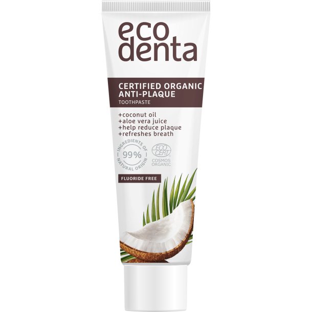 Dentifrice au xylitol bio ECODENTA Coconut Anti-Plaque (format voyage 35 ml.)