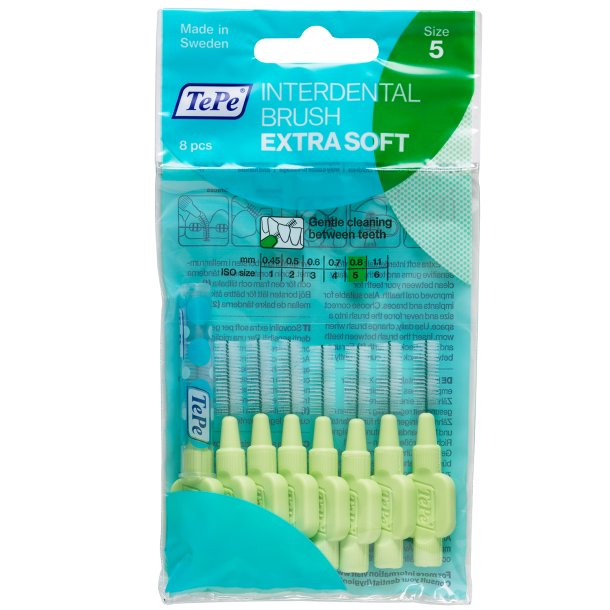 TePe Gap borstar Extra SOFT 0,8 mm ISO 5 GRN 8 st.