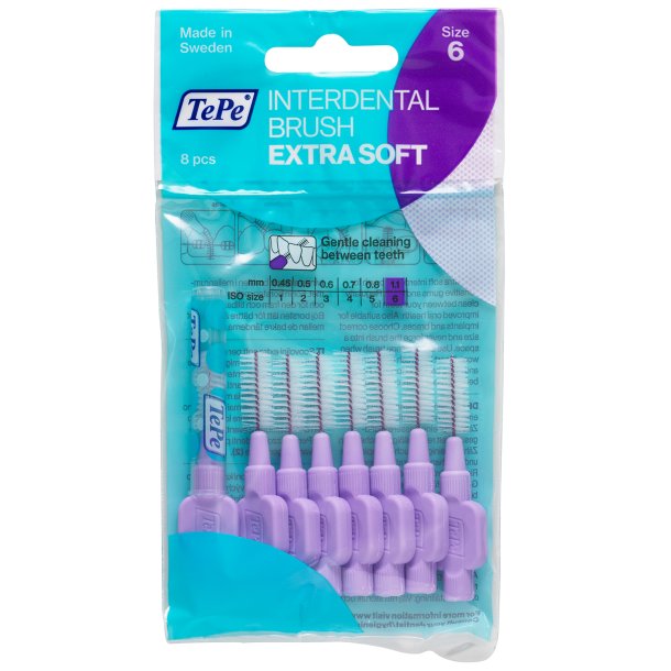 TePe Gap borstar Extra SOFT 1,10 mm ISO 6 LILA 8 st.