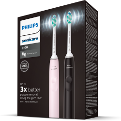 Philips Sonicare DUO 2 stk. El-tandbrster Sort + Pink 3100 DailyClean