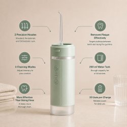 Lucent Pulse Water Flosser � Kabellose Munddusche mit 3 Düsen und USB-C